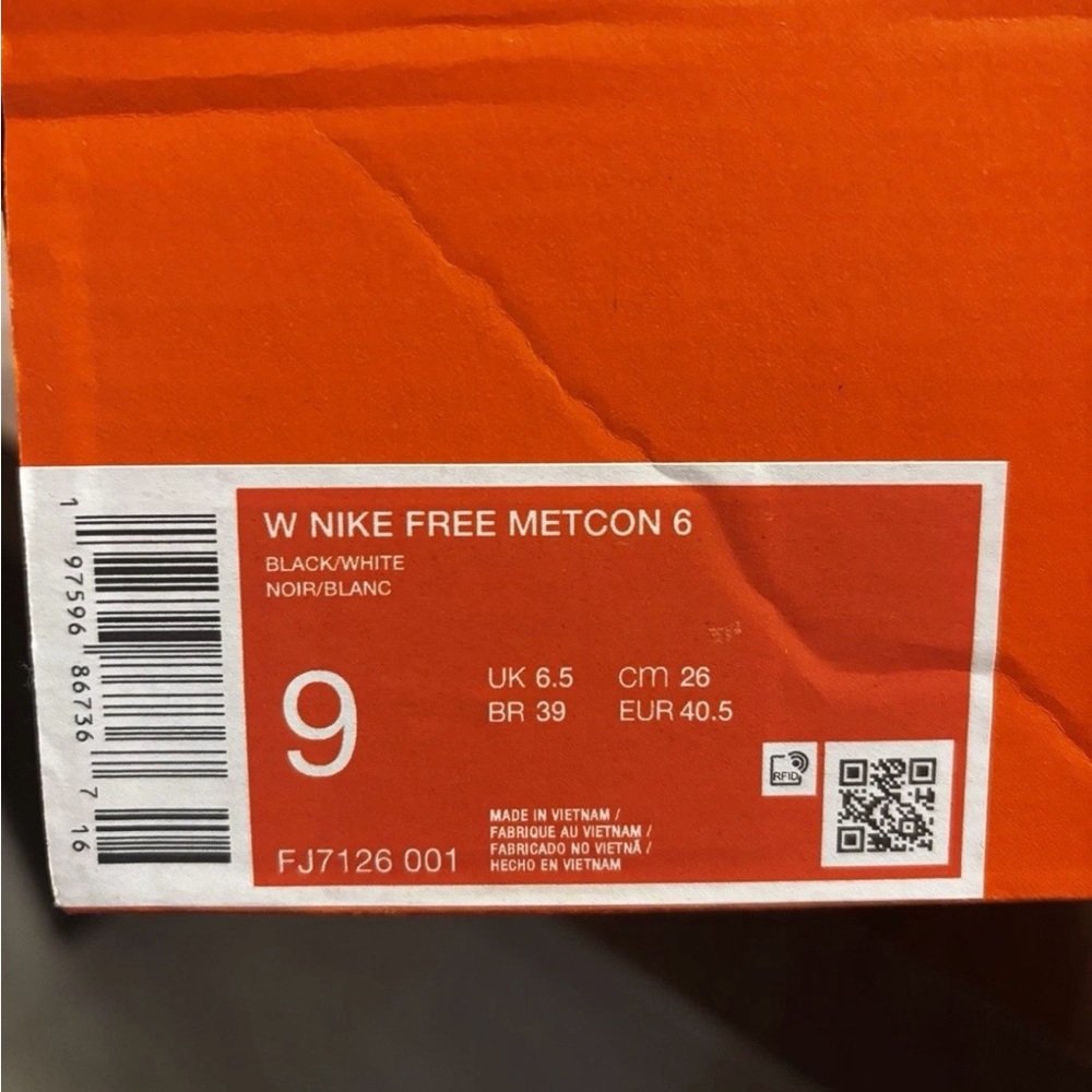 Nike Free Metcon 6 Black White Women's Running Shoe FJ7126-001 NO LID - Picture 12 of 12